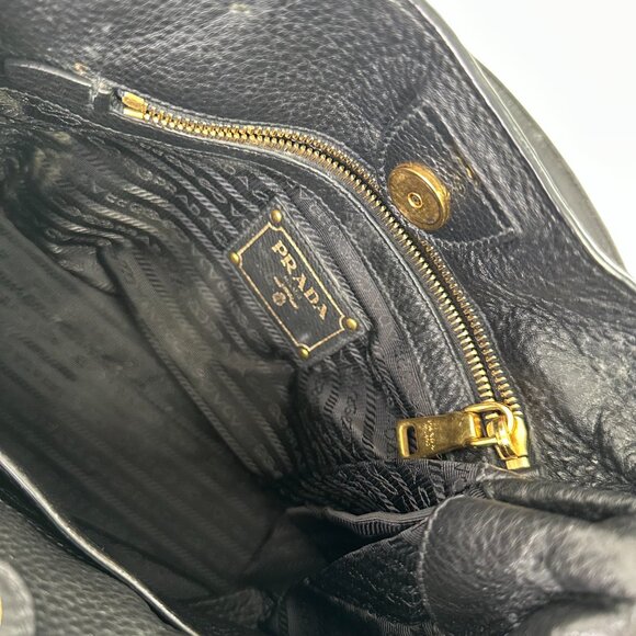 Prada Women's Black Leather Bottom Studs Adjustable Shoulder Handbag Size Small - Picture 4 of 12